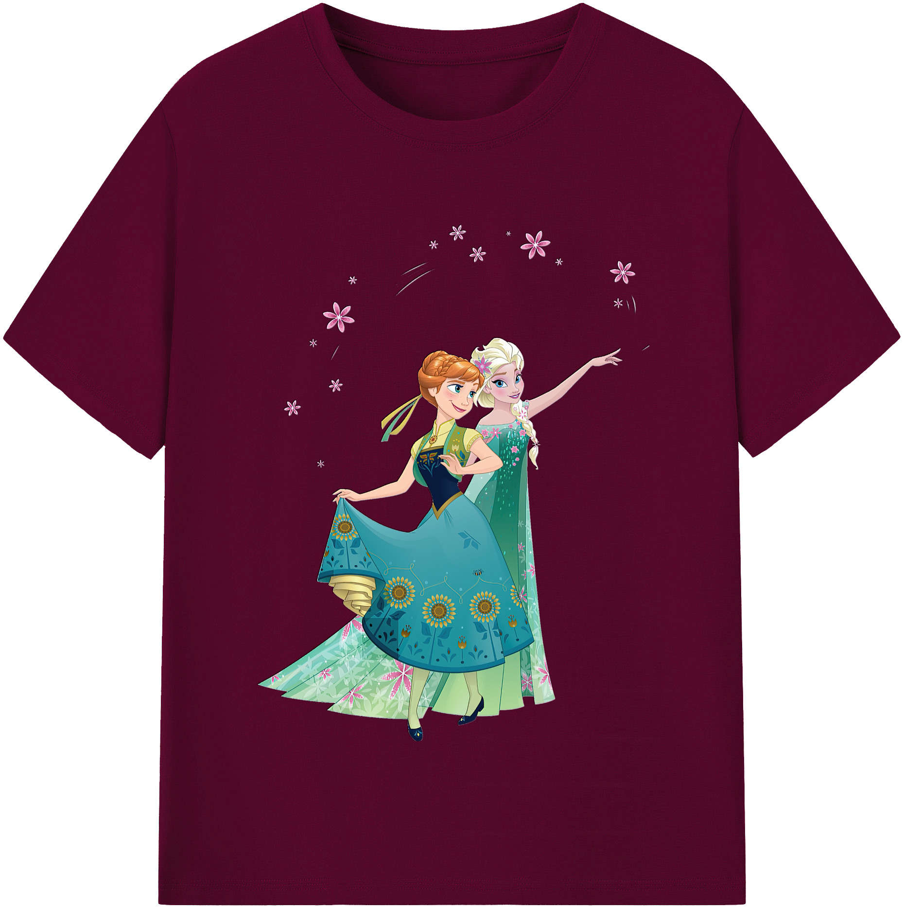 （画像用） アナと雪の女王 アンナ エルサ Frozen Anna Elsa レディースカジュアルプリントTシャツ（綿100％）